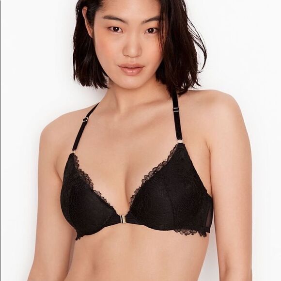 Victoria’s Secret Push-Up Strappy Plunge Bra in Black Lace - Picture 5 of 14